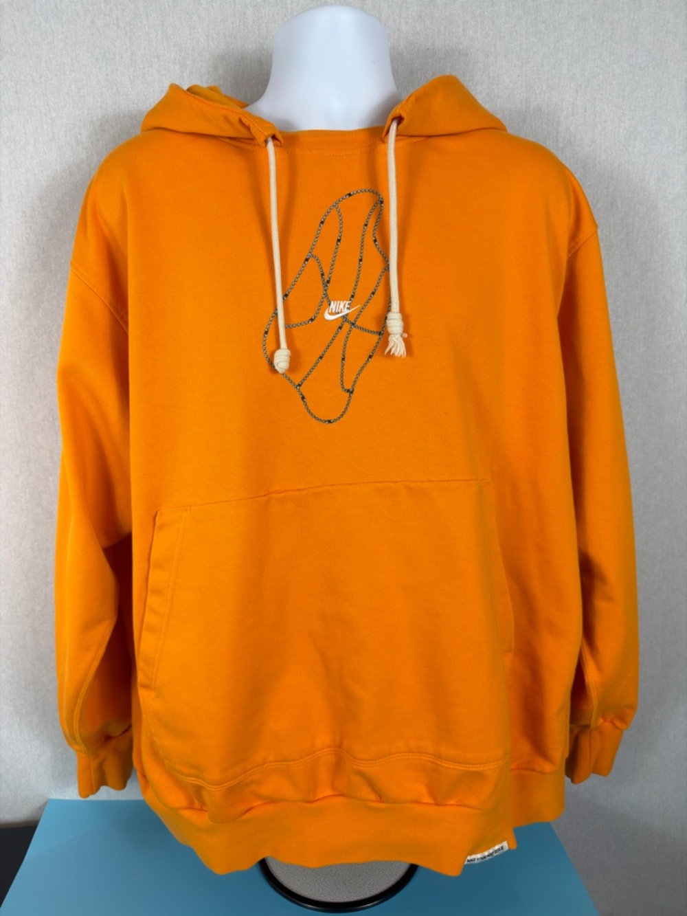 Nike Orange Men’s Hoodie with Rope Drawstrings